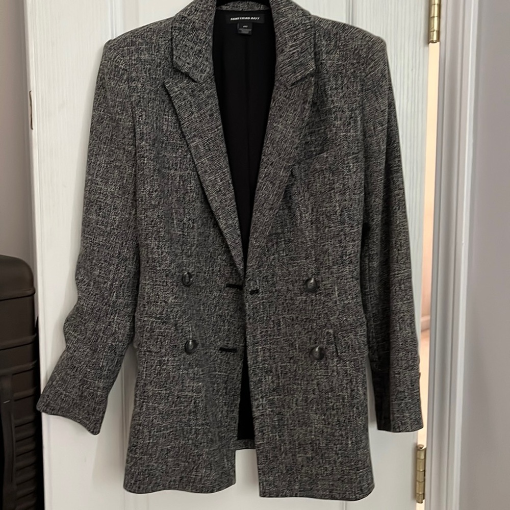 Something navy black and white blazer